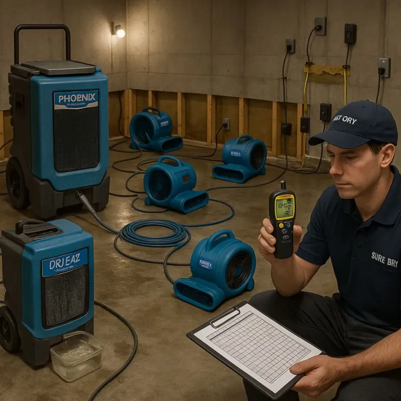 Structural Drying and Dehumidification process in Folsom, NJ